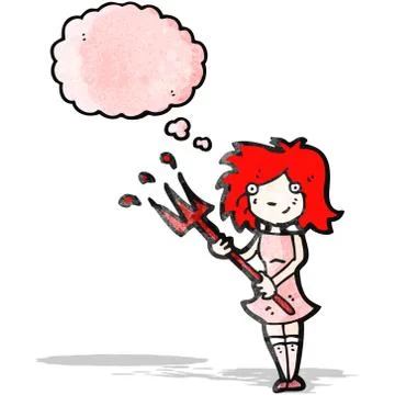 Woman with devil pitchfork Stock Illustration