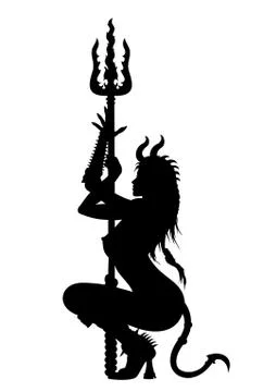 Woman Devil striptease silhouette Stock Illustration