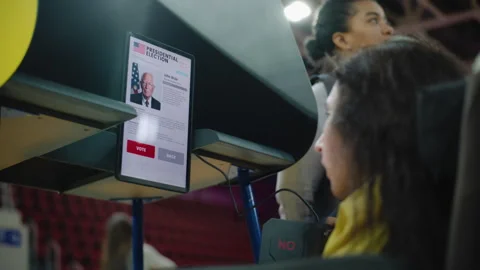Woman with disability looks at tablet computer, reads information about Video stock 273849261