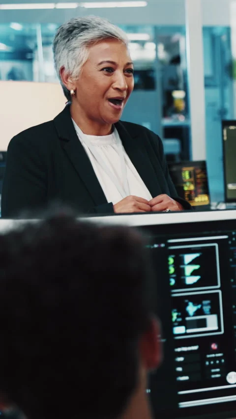 Woman, discussion or executive developer with team coding for app design or Stock Footage 333231704