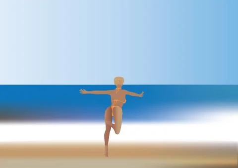 Woman Diving Stock Illustration