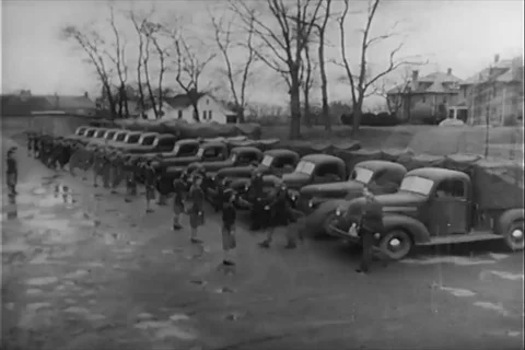 Woman do different work at the army camp - 1943 Video stock 91090845