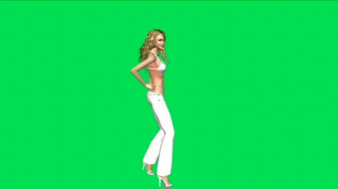 Woman Does Catwalk Green Screen Stock Footage