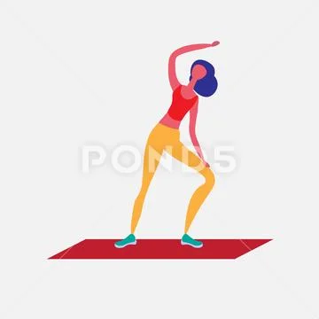Woman doing aerobic exercises cartoon character sport female activities  isolated: Royalty Free #93045118