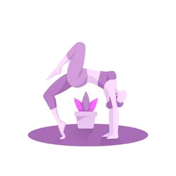 Woman doing back stand practicing yoga posture Illustrazione stock