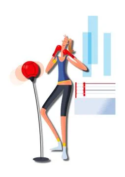 Woman doing boxing-exercise Stock Illustration