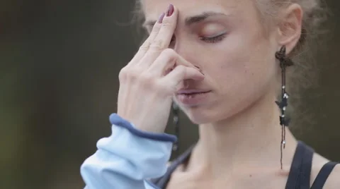 Woman doing breathing exercise Stock Footage 56286078
