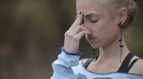 Woman doing breathing exercise Stock Footage 56286091