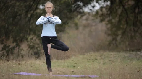 Woman Doing Breathing Exercise Stock Footage 56286560