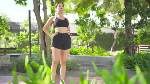 Woman doing exercise getting up and sitting Represent women who take care of the Stock Footage 253179856