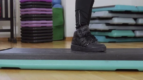 The Woman Doing Exercise on Step Platform Video stock 75225521