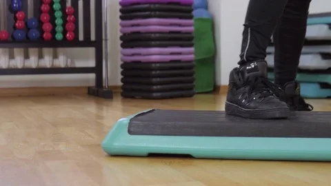The Woman Doing Exercise on Step Platform Video stock 75265342