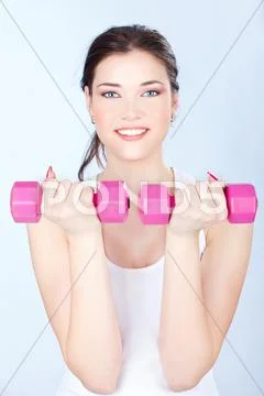 Woman doing fitness exercises Stock Photos