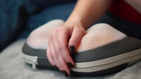 Woman doing hand massage using automatic close up Stock-Footage 307209837