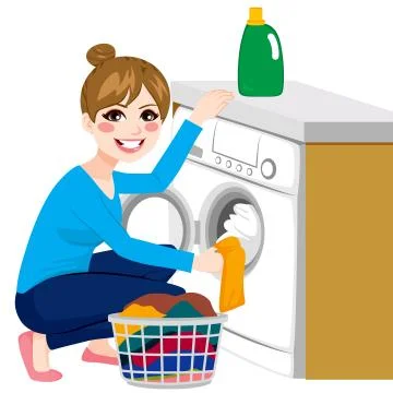 Woman Doing Laundry Stock Illustration