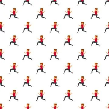 Woman doing lunges exercise repeating pattern Stock Illustration