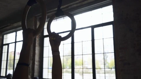 Woman doing ring exercise at the gym Stock-Footage 123074084