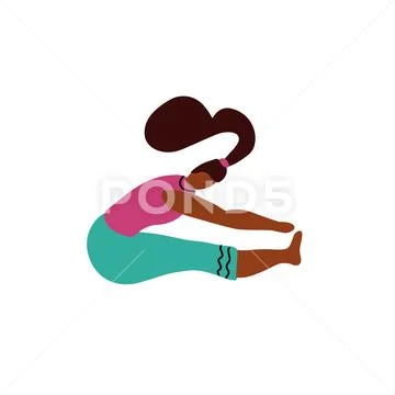 Woman doing Seated Toe Touch Stretch Exercise. Vector hand drawn Illustration Stock Illustration
