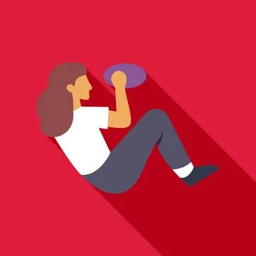 Woman doing sit up exercise with weight flat design Stock Illustration