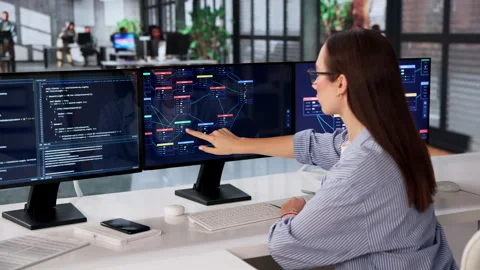 Woman Doing Visual Programming Stock Footage 333842462
