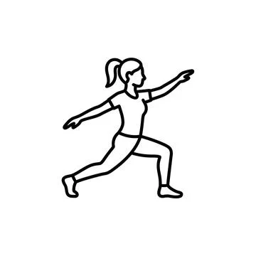 Woman doing warrior one pose, yoga workout for strength and flexibility, he.. Stock Illustration