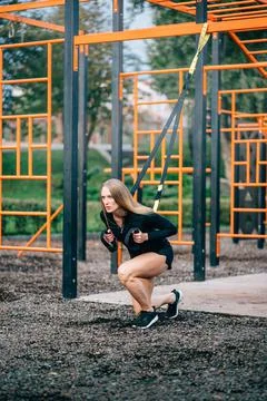 Woman is doing workout. Stock Photos