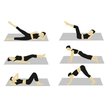 Woman doing workout vector set Stock Illustration
