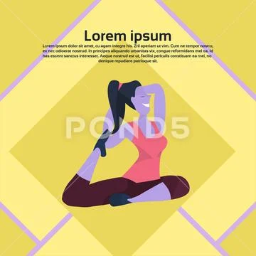 Woman doing yoga exercises active lifestyle concept female cartoon character:  Royalty Free #93639166