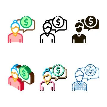 Woman dollar mark icon vector multipack outline 库存插图