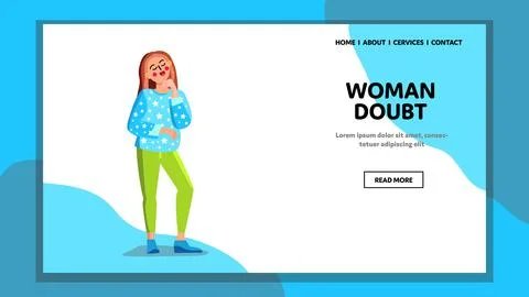 Woman Doubt Thinking Difficult Question Vector illustration Stock Illustration