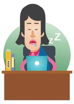 Woman Dozed Off At Work Stock Illustration