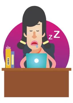 Woman Dozed Off At Work Stock Illustration