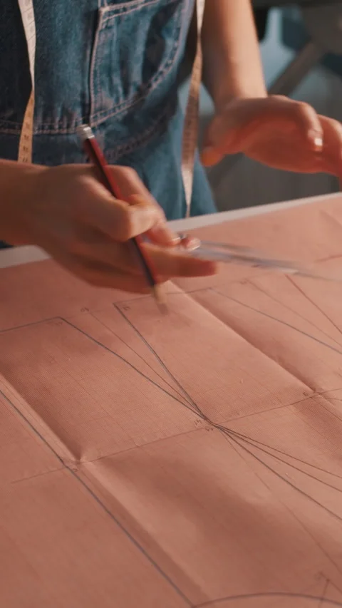 A woman is drawing a pattern on a piece of paper Stock Footage 327877441