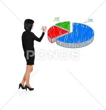 Woman drawing pie graph Stock Photos