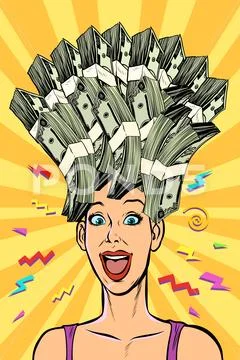 Woman dream about money Stock Illustration