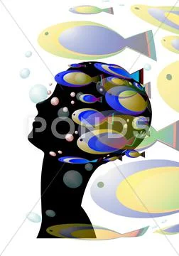 Woman dreams Stock Illustration