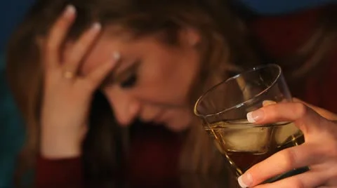 Woman drinking alcohol. Stock Footage