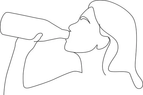 Woman drinking from bottle Vector 스톡 일러스트