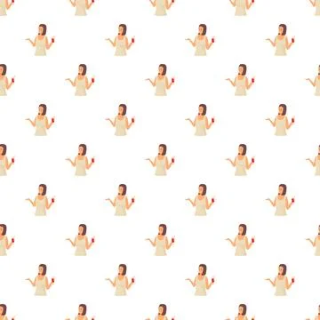 Woman drinking cocktail pattern repeating seamless background wallpaper Illustrazione stock