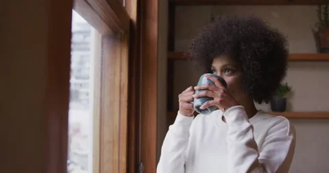Woman drinking coffee Stock Footage 341851078