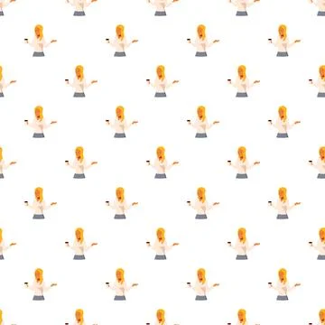 Woman drinking coffee seamless pattern background Illustrazione stock