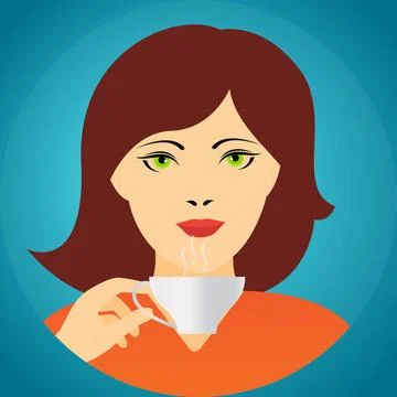 Woman drinking from a cup Stock Illustration