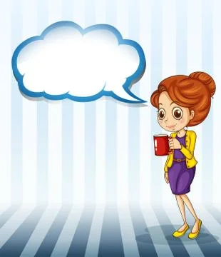 A woman drinking a cup of tea with an empty callout Stock Illustration