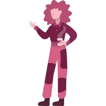 Woman drinking vector coffee break flat icon 库存插图