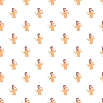 Woman drinking wine seamless pattern on white Stock Illustration