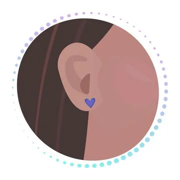 Woman ear with stud earring, gradient sign Stock Illustration