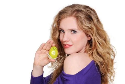Woman with easter egg Stock Photos