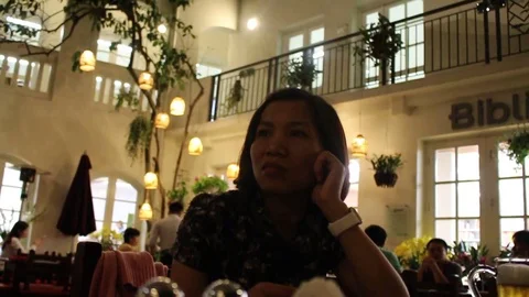 The woman in the eateries Stock-Footage 73061430