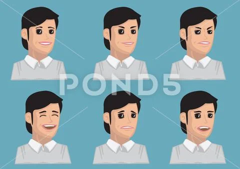 Woman Emotions and Facial Expressions Stock Illustration