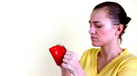 Woman with empty purse Stock Footage